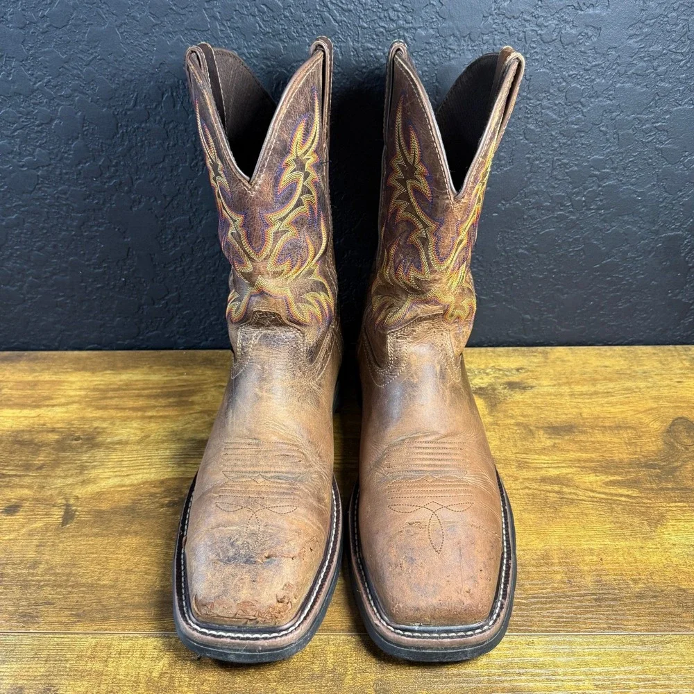Justin WK4690 Brown‎ Leather Steel Toe Western Work Boots Mens 10D